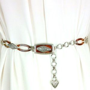 Vintage Brighton Chain Belt Size S. Tortoise Shell and Silver Links